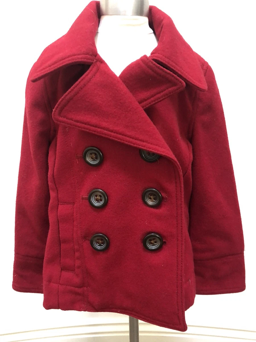 The gap Girls Winter Jacket Size xs red pea coat button up eBay