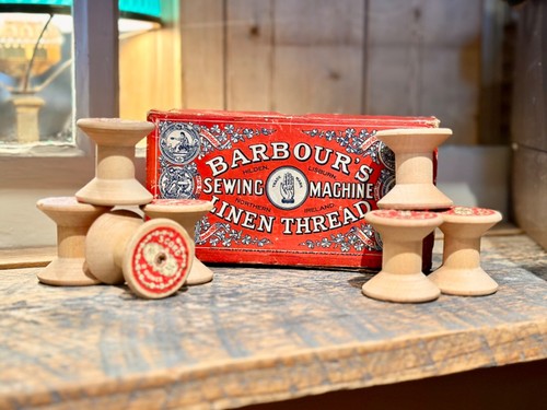 Antique Barbour's Sewing Machine Thread Spools and Original Box (Set of 7) - Picture 2 of 10