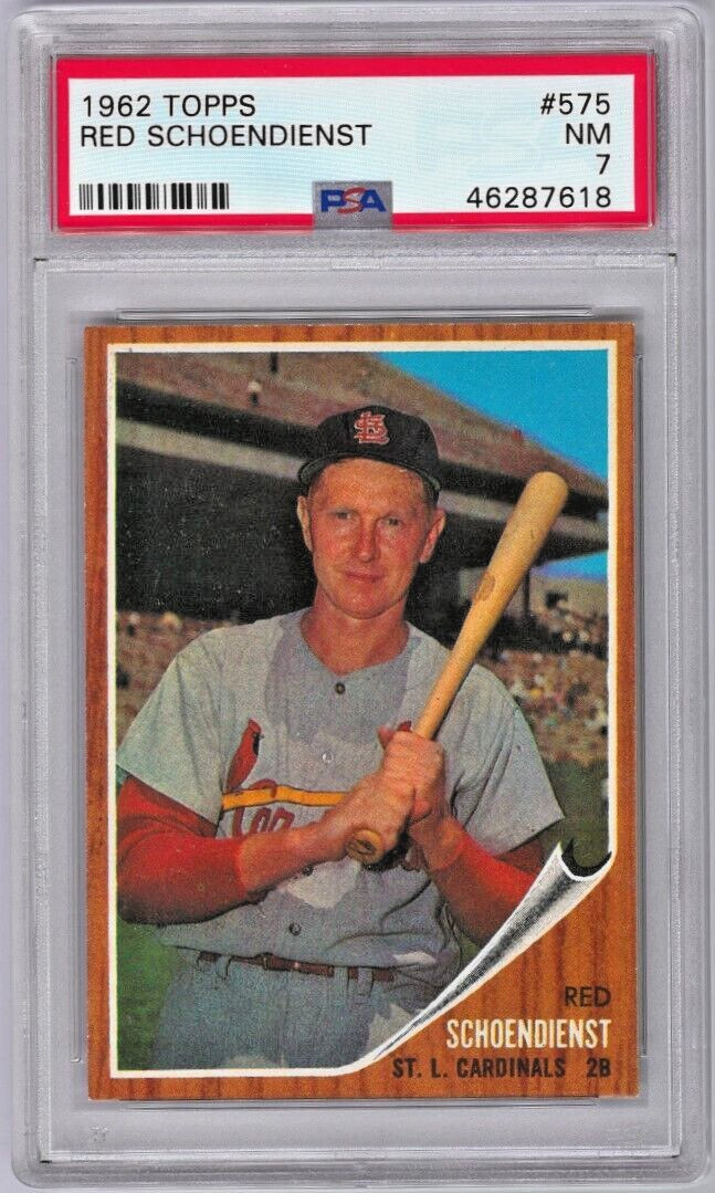 1962 Topps Set Break #575 Red Schoendienst HOF High # (Short Print)  PSA 7 NM/MT