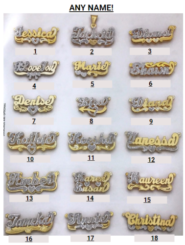 Personalized Silver Gold Script Double ANY NAME Plate Necklace + Chain NEW A++ - Picture 15 of 49