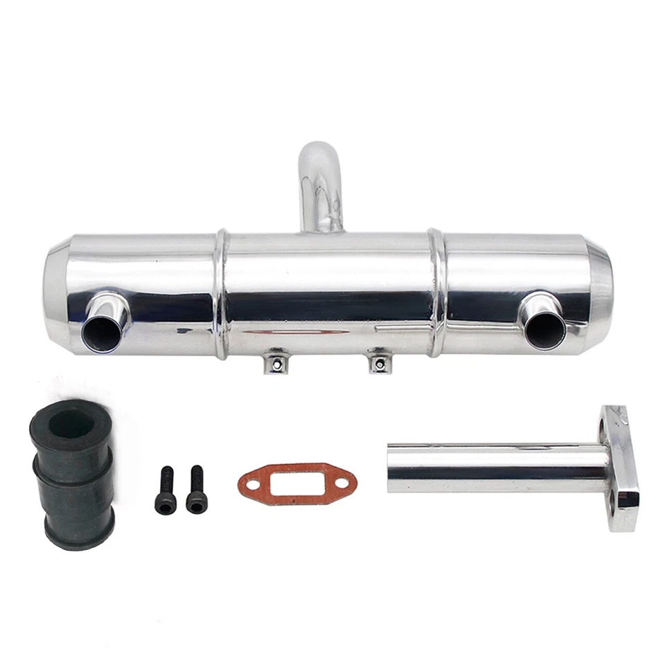 Aluminum Twin Tuning Exhaust Pipe For 1/5 RC HPI RV KM Baja 5B SS 5T PARTS - Image 2 of 4