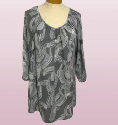 gina benotti Top Size L Grey/White  Printed
