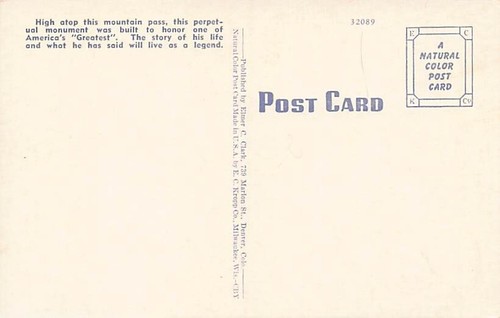 Postkarte CO: Will Rogers Schrein, Colorado Springs, Colorado, Leinen nicht verschickt - Bild 2 von 2