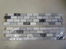 Set of 2 Daltile Snow Illusion Marble Decorative Accent Wall Tile 2-5/8" x 12"ea