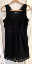 Madewell Women's 6 Black Cotton Sleeveless Eyelet Love Song Dress Midi Pockets