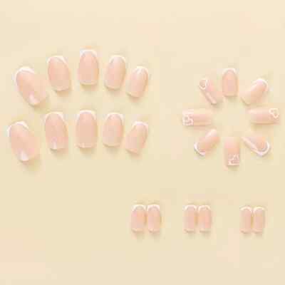 Upgrade Your Nail Style 24pcs Medium-Long Square Simple French Love Rhinestone