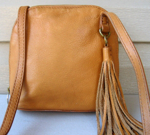 HOBO Nash Cognac Leather Crossbody Shoulder Bag Purse Tassel Small