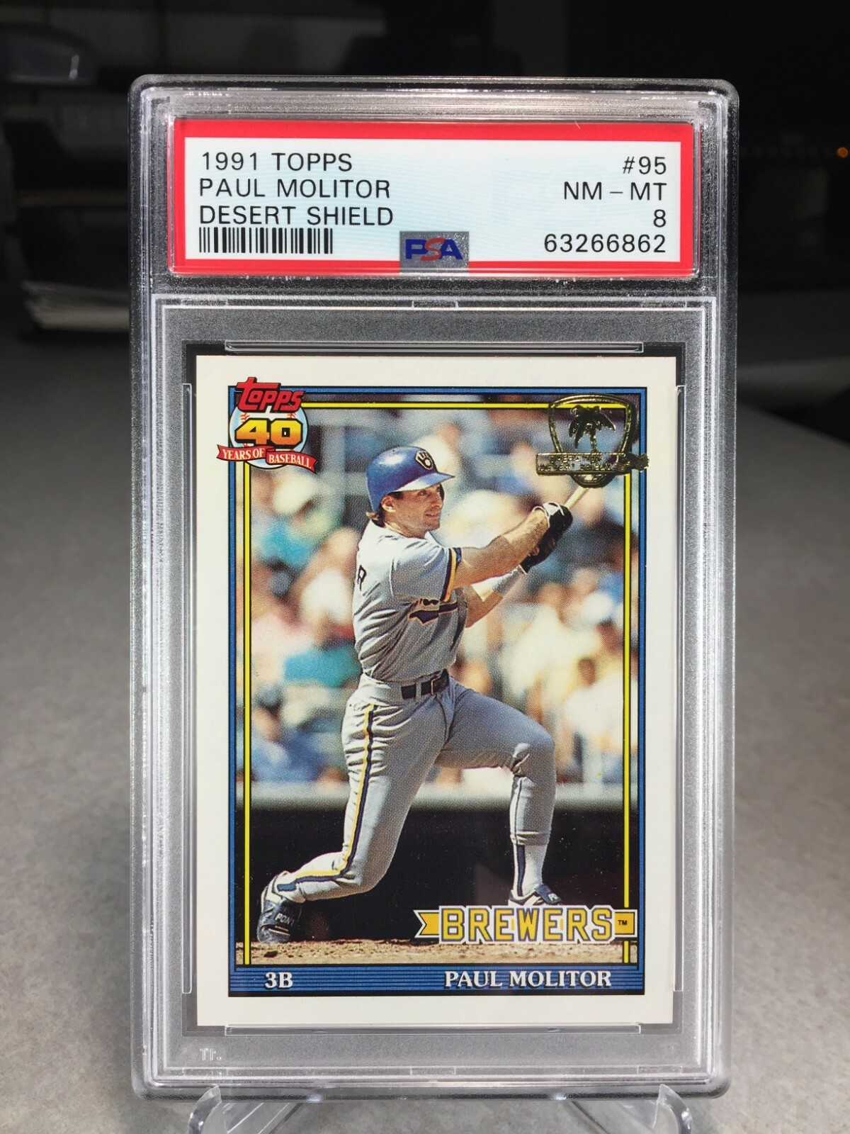 1991 Topps Desert Shield Paul Molitor #95 - PSA 8 - Milwaukee Brewers