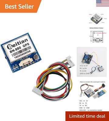 GPS Module with Flash Compass & Active Antenna - Supports GPS Glonass Beidou