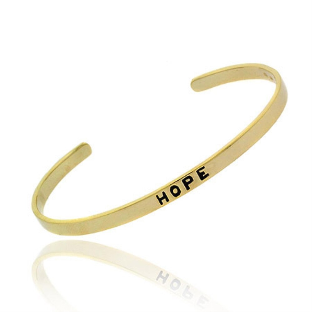 Gold Tone over 925 Silver Hope Bangle Bracelet