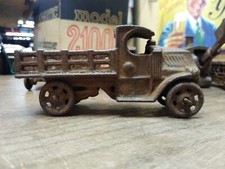 Vtg Cast Iron C Cab Stake Bed Truck Toy AC Williams Arcade 5" Artillery Wheels