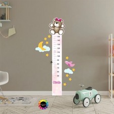 Adesivo da muro Sticker da parete misura altezze bimbo Metro con Orsetto e nome