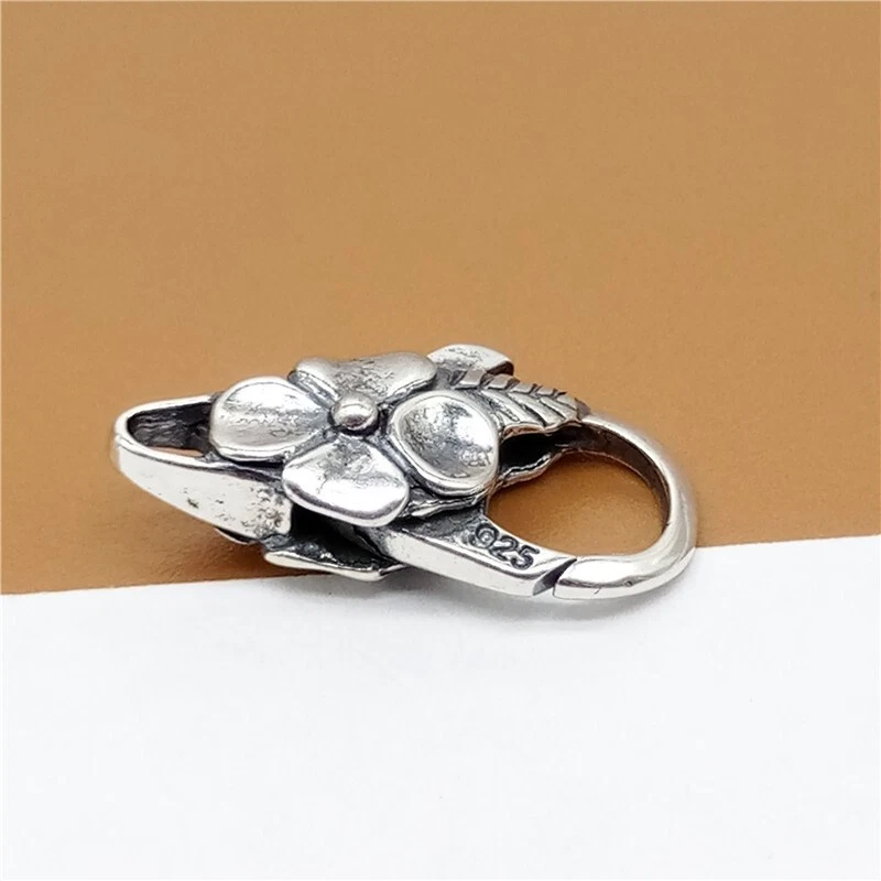 925 Sterling Silver Flower Lobster Claw Clasp Connector for Bracelet Necklace - Image 3 of 4