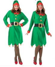 Ladies Elf Costume Santa's Grotto Helper Christmas Fancy Dress Outfit