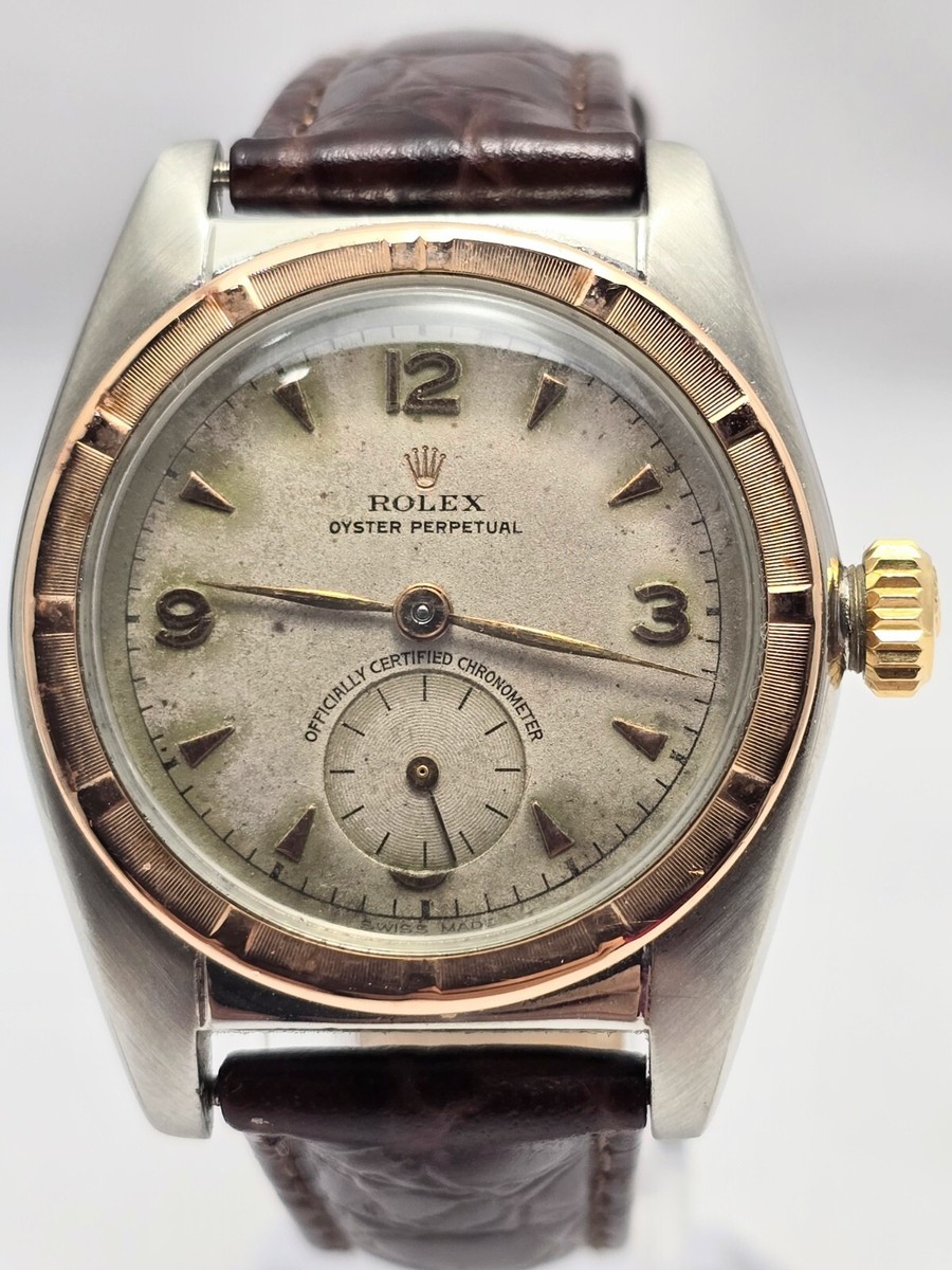 Vintage 1940s Rolex Oyster Perpetual 14K Gold Steel 5052 5009