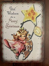 Christmas Decor Holiday VINTAGE STYLE Die Cut Cardboard 5 X 7