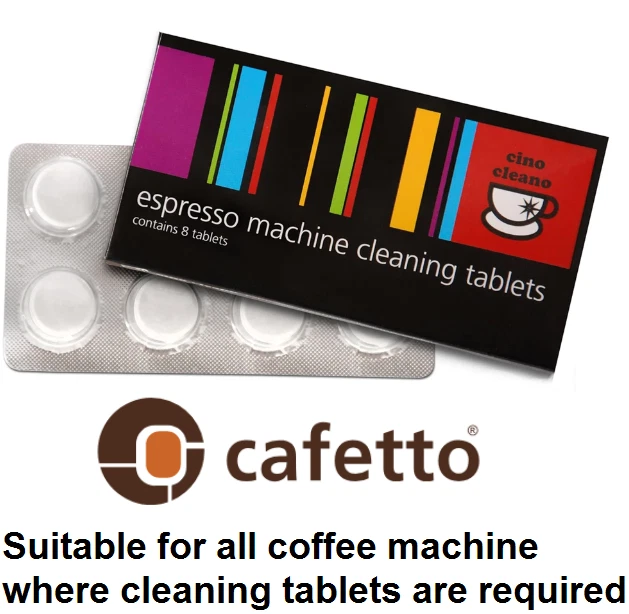 CAFETTO CINO CLEANO CLEANING TABLETS Espresso Coffee Machine Cleaner 8 Tablet