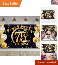 Impressive 72.8 x 43.3 Inch Black Gold Birthday Backdrop for Memorable Events