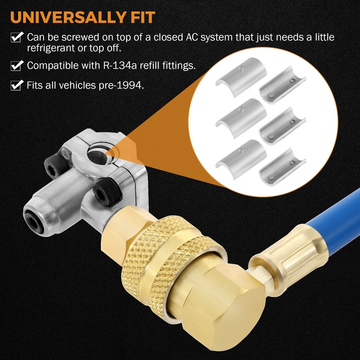 3Pc/Set BPV31 Piercing Tap Valve U-Charging Hose Refrigerant Can Tank Kit | UK