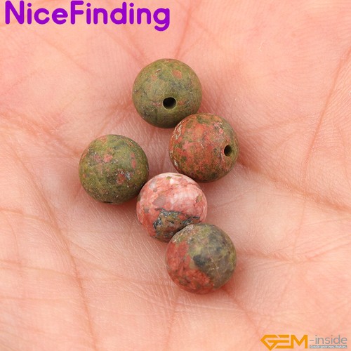 Natural Unakite Jasper Round Frosted Matte Beads Jewelry Making Strand Wholesale - Picture 33 of 64