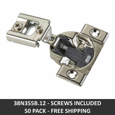 50 Pack Blum COMPACT BLUMOTION 3/4'' Overlay Screw-on Hinge - 38N355B.12 x 50