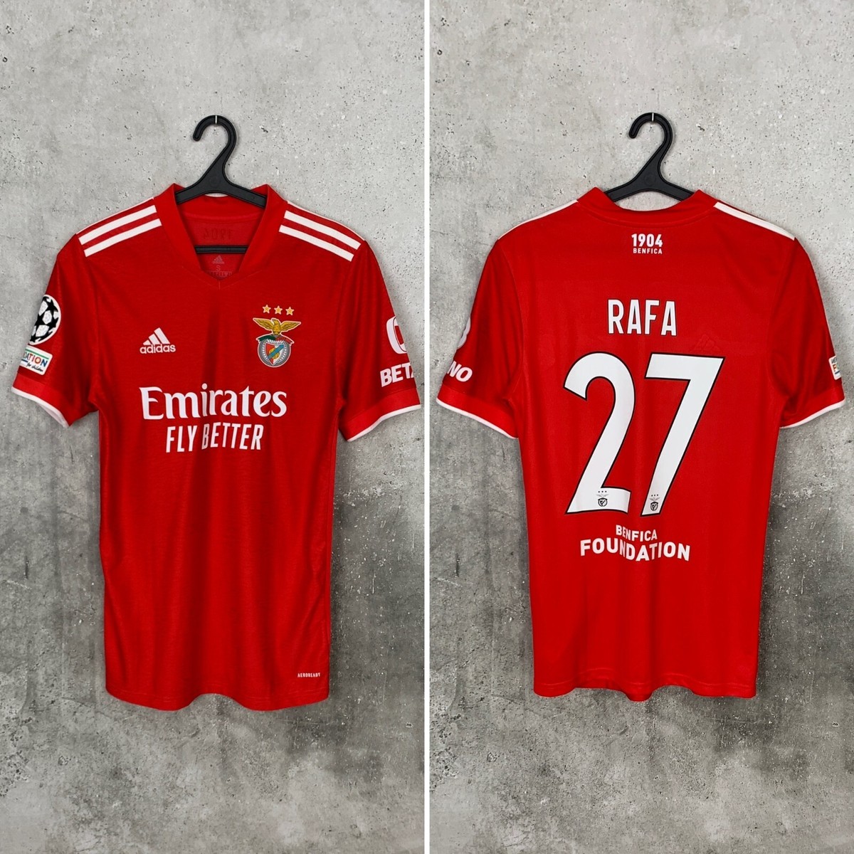 BENFICA 2021 2022 MATCH ISSUE CHAMPIONS LEAGUE HOME FOOTBALL SHIRT
