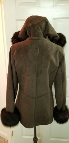 #36C, NEW W/O T brown faux fur shearling faux suede real fox fur Apostrophe S - Picture 6 of 9