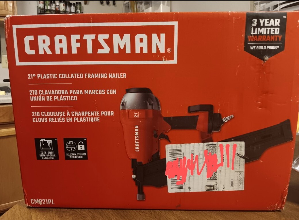 CRAFTSMAN Framing Nail Gun, 2 to 31/2Inch, 21 Degree Plastic (CMP21PL