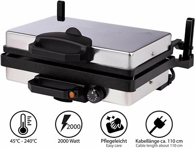 Kochmann Elektrischer Kontaktgrill 2000W – Granit-Toaster Tischgrill Multigrill