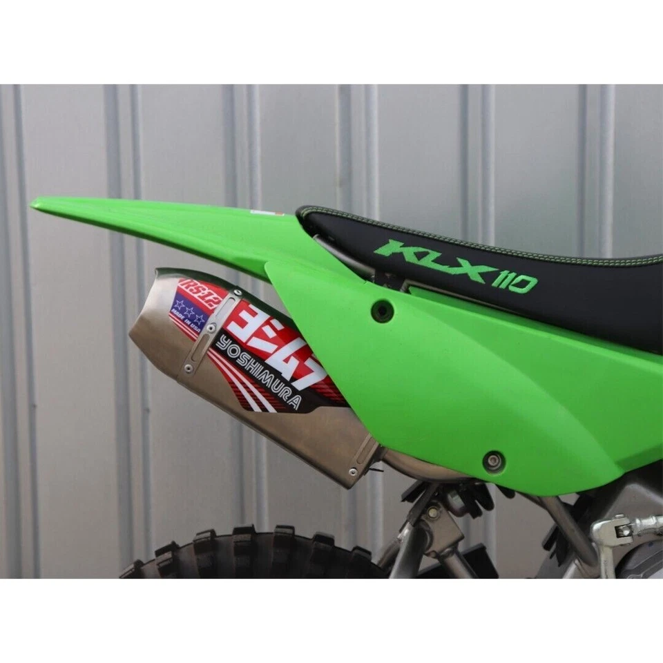 FIT KAWASAKI KLX110R L - KLX110 EXHAUST FULL SYSTEM STAINLESS PIPE YOSHI SILVER Foto 3 de 4