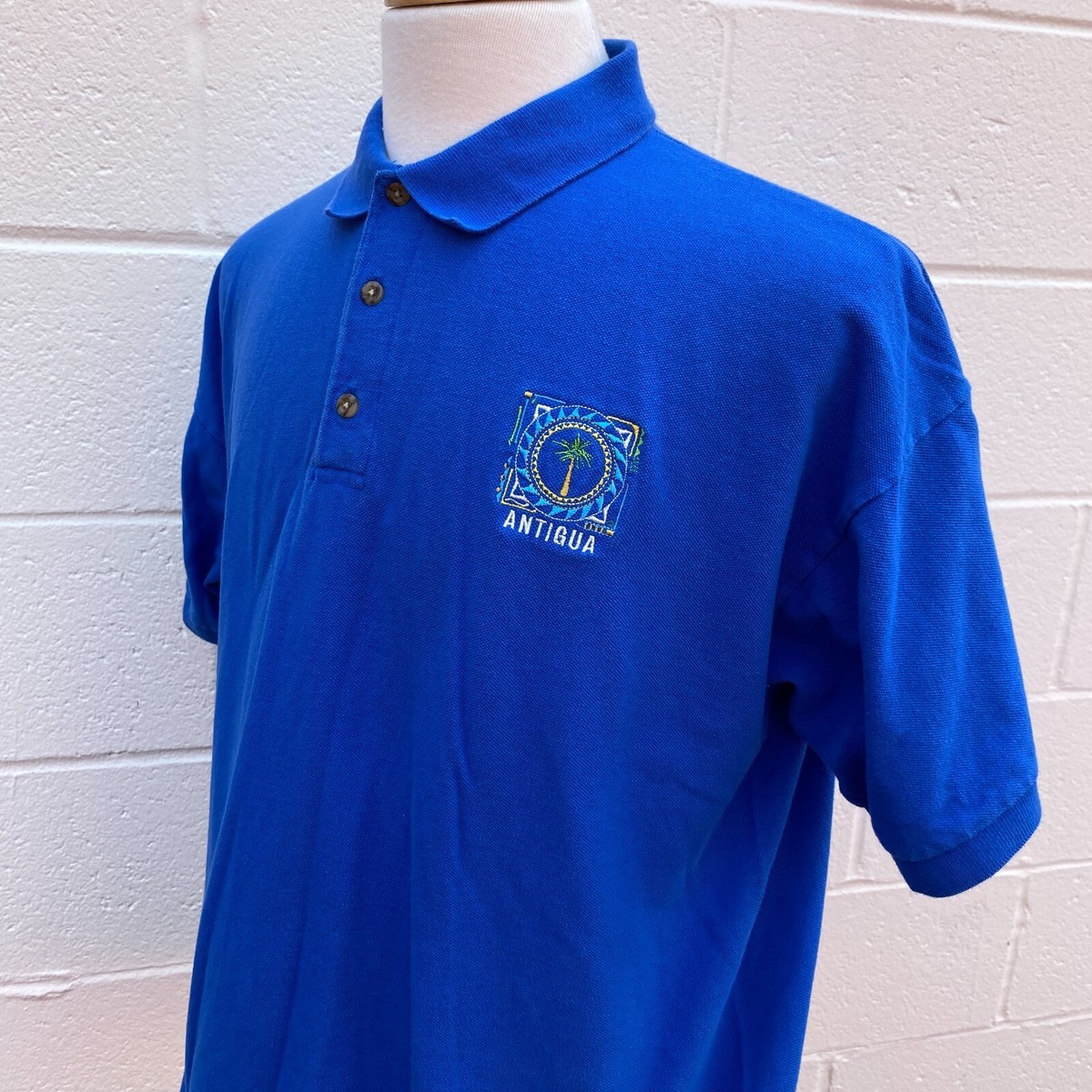 ANTIGUA Polo Shirt Short Sleeve BLUE Mens XL EXTRA LARGE | eBay