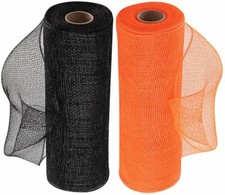 Wreath Maker Black  Orange Deco Mesh - 10" x 10 Yards, Set of 2, Halloween