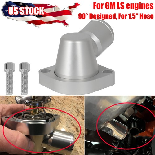 Billet Swivel Thermostat Housings Water Neck 90 1.5" LS Engine Clear
