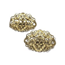 MUSI Shoe Clips Gold Tone Filigree Vintage Shoe Accessories