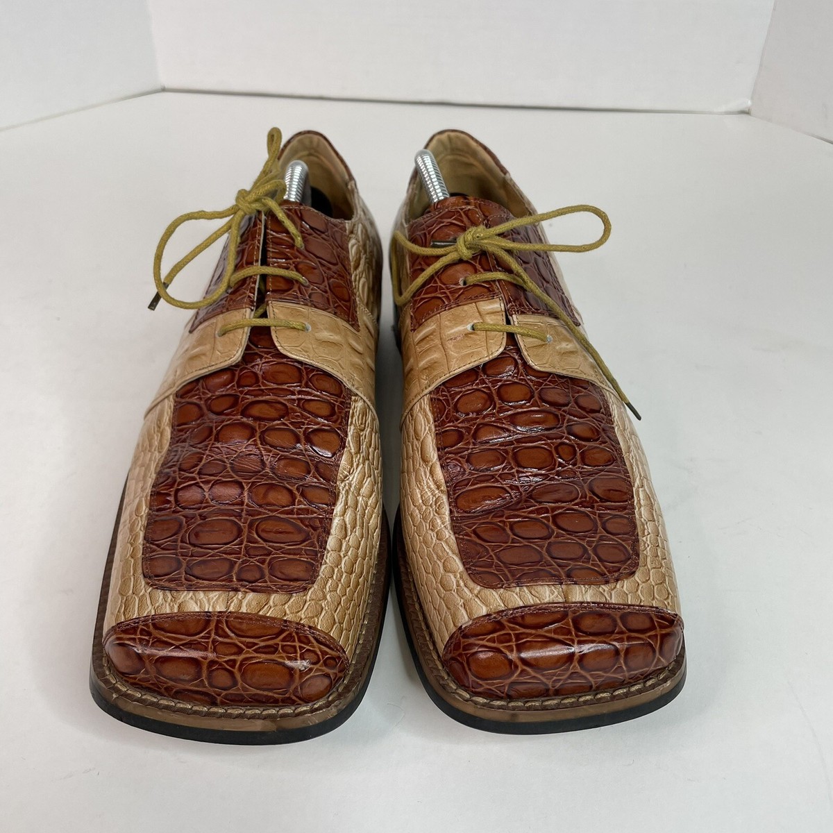 Zota Mens Alligator Oxford Shoes, Size 11, Tan/Brown, Square  display picture 1