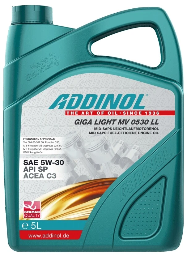 ADDINOL Giga Light MV 0530 LL Vollsynthetisches Leichtlaufmotorenöl - 5L