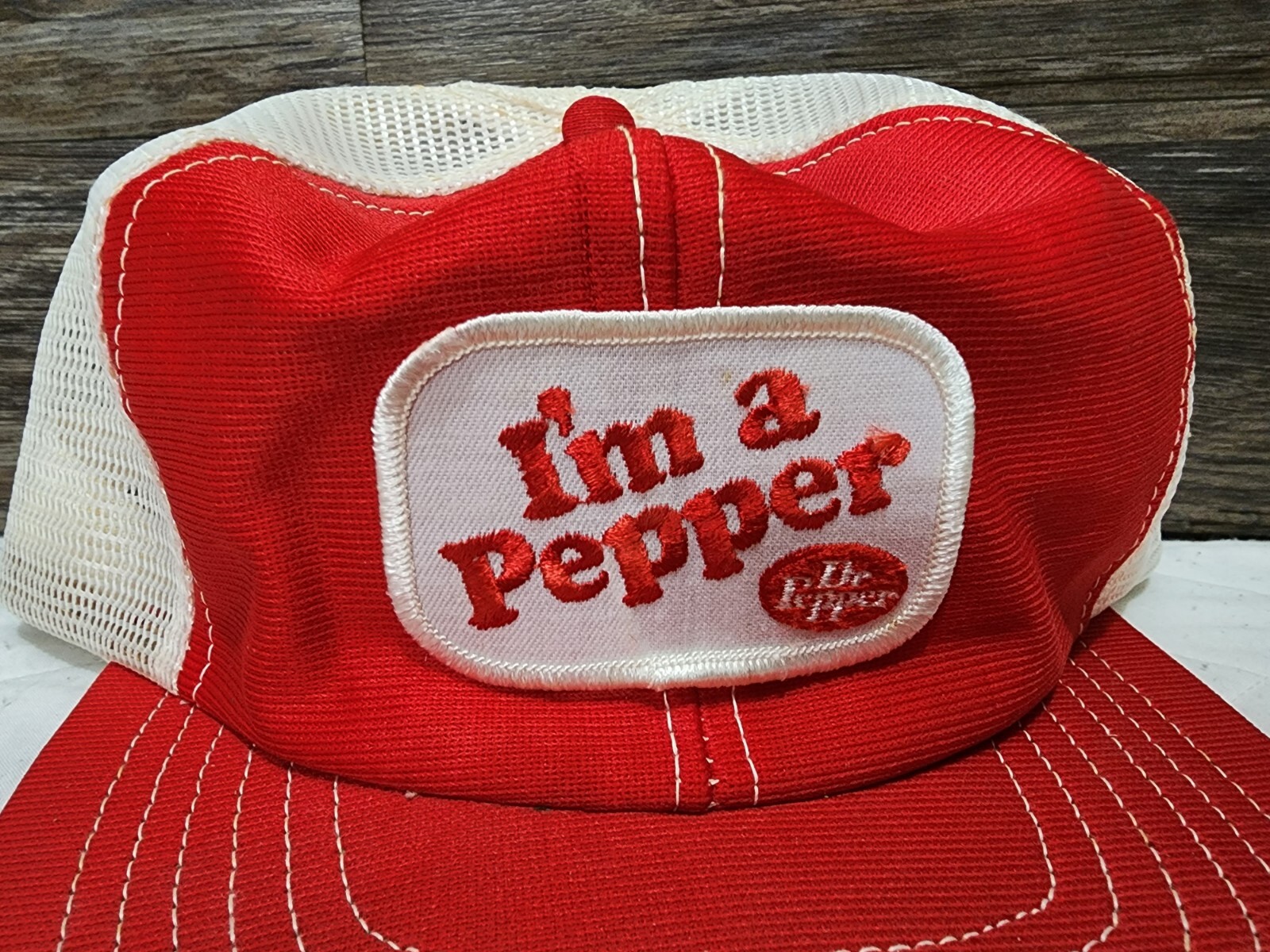 Vintage Dr Pepper Trucker Cap I'm a Pepper Patch USA Made Soda Promo Snapback