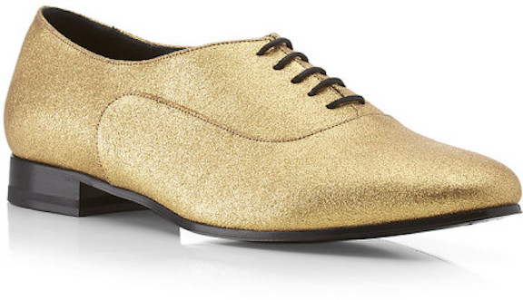 SAINT LAURENT OXFORD SCARPE OXFORD IN PELLE CON LACCI ORO CON SCATOLA SAINT LACCIOSE EU 37 5 US 7 5