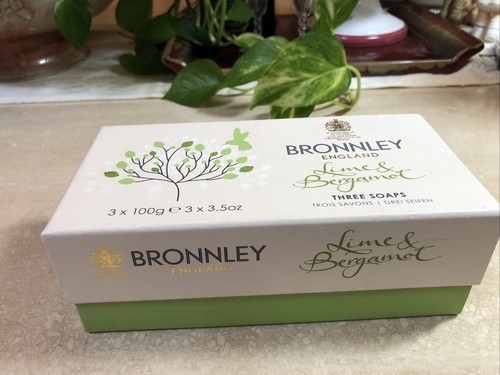 Bronnley Lime & Bergamot Soaps 3 X 3.5 Oz Three Boxed. Perfect Beautiful Scent.