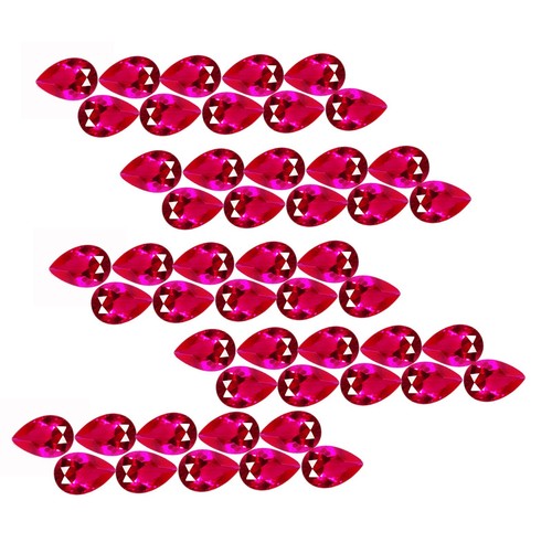 8x6 MM Natural Red Ruby 50 Pcs Lot Loose Gemstone Certified Pear Cut Gems A275 - Picture 5 of 10