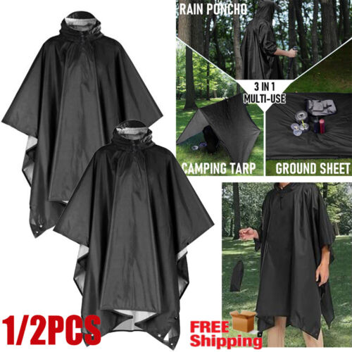 Unisex Adult Rain Coat Waterproof Military Camping Hiking Ripstop Hooded Poncho