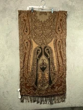 Charming Charlie NWT Womens Pashmina Scarf Brown Paisley Boho Rectangle Fringe