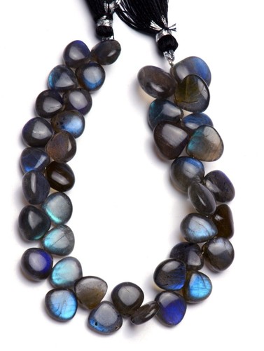 Natural AAA Gem Blue Fire Labradorite 9 to12mm Size Smooth Heart Beads 8" Strand - Picture 4 of 4