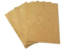  1/32" (.8mm) Natural Sheet Cork for Clarinet, Saxophone, 6 Pack