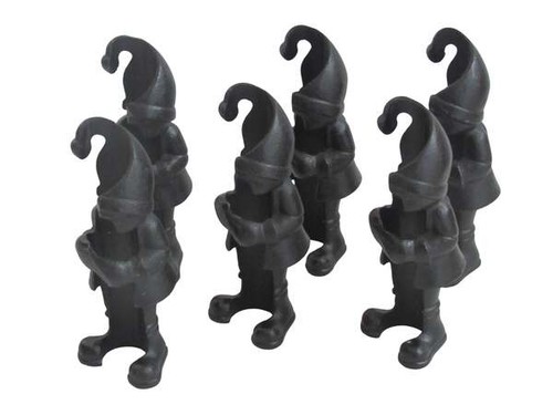 6 portacandele conici in ghisa elfi natalizi cassa e botte mai usati - Foto 2 di 4
