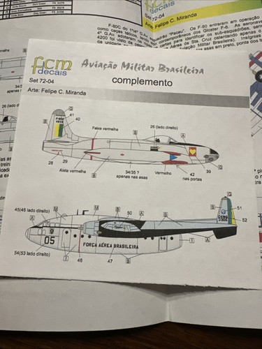 FCM Decals 7204 1/72 Scale Brazilian Military Aircraft C-119, PT-17, AT-33, F-80 - Picture 5 of 6