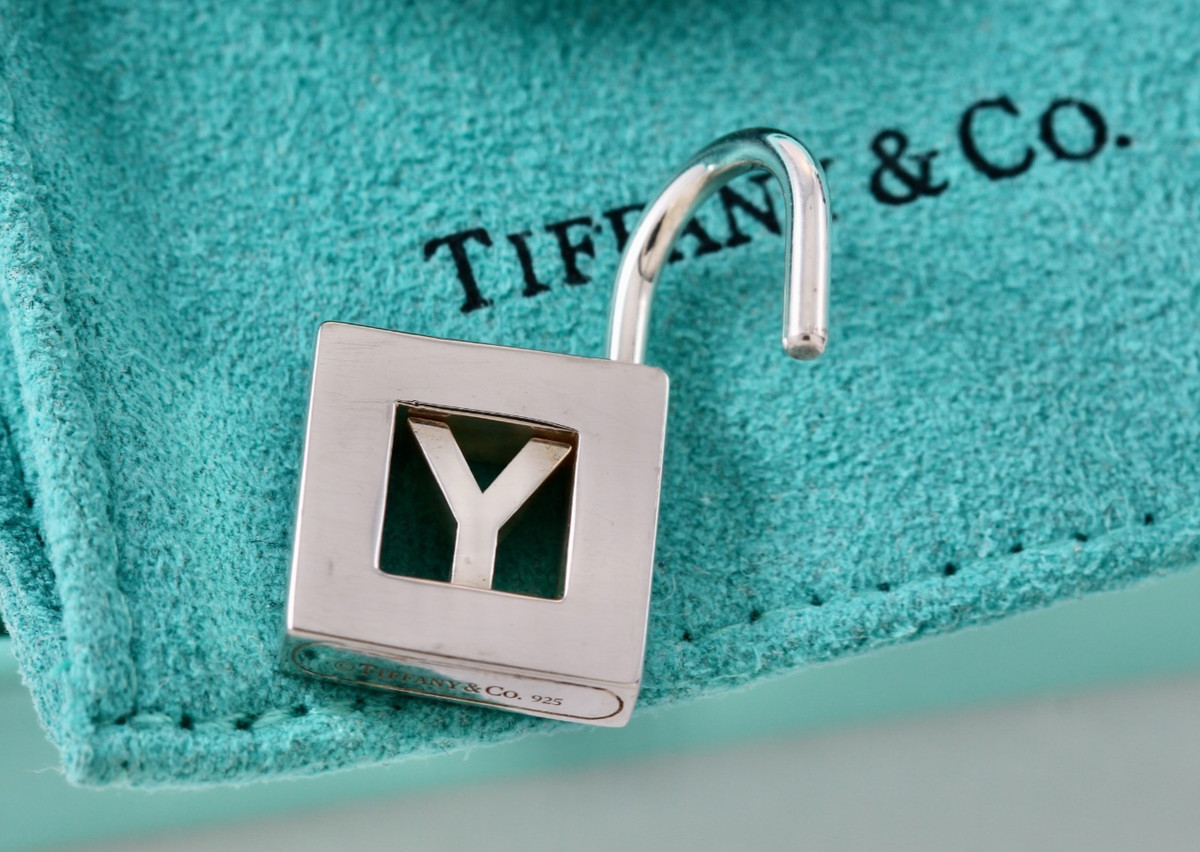 Tiffany & Co. Sterling Silver Letter "Y" Padlock Charm Pendant Discontinued