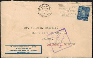 WWII Australia 1941 Censor Cover w/ NO Censor Tape or Number w/ Censor H/S