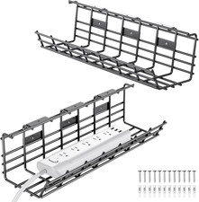 2 Pack under Desk Cable Management Tray, Large Metal Cord Organizer, Office H