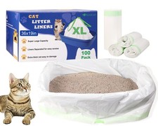 100 Pack Litter Box Liners Large - Extra Thick Jumbo Cat Litter Bags, 36"x19"...